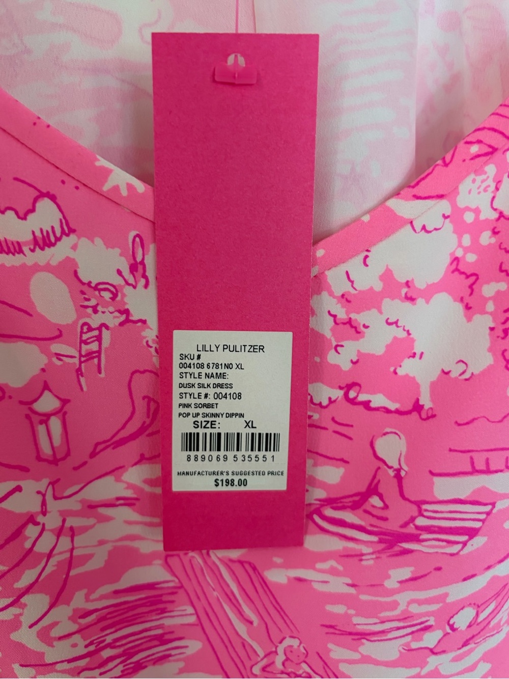 Lilly Pulitzer Pink and White Printed Slip Dress - Picture 4 of 4